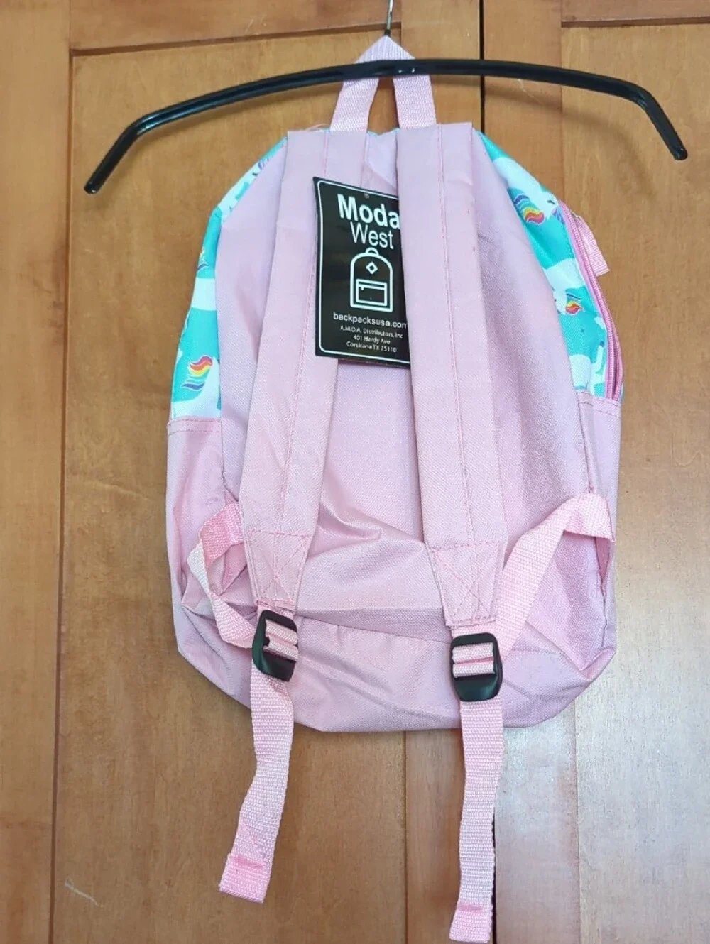 New Kids Unicorn Print Backpack in Aqua & Pink